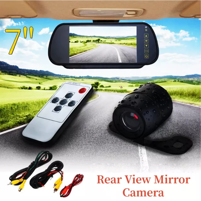 7" LCD Car Rear View Mirror Screen Monitor System w/Night Vision Backup Camera