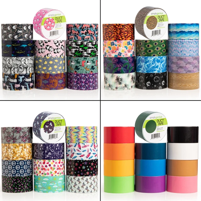12pk Simply Genius Duct Tape Colored Patterned Designs Arts Crafts Supplies Bulk