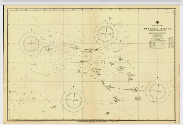 VINTAGE  ADMIRALTY  CHART. No.983. MARSHALL ISLANDS. S. PACIFIC. 1931 Edition.