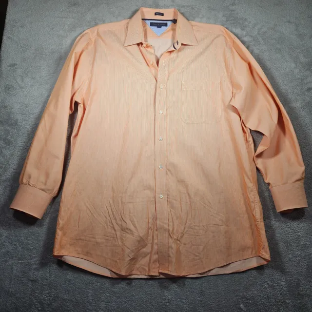 Tommy Hilfiger Shirt Men's Size L Orange Long Sleeve Dress Shirt Striped With E