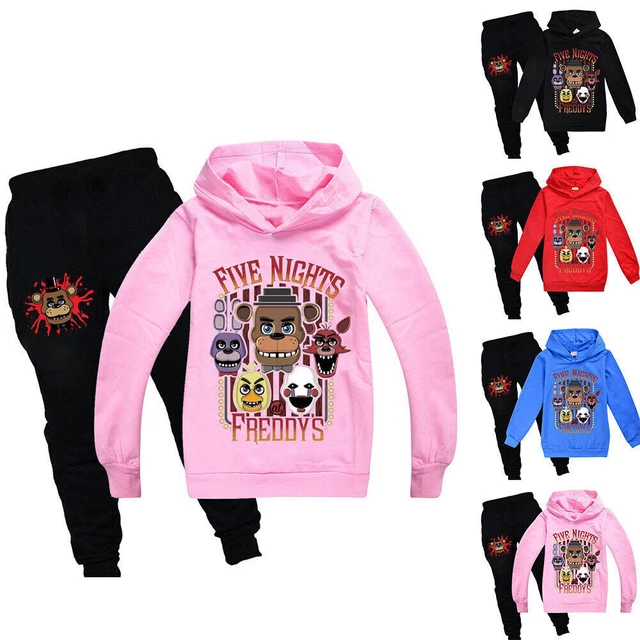 Pantaloni con cappuccio bambini Five Nights At Freddy's FNAF tuta abbigliamento attivo set abbigliamento
