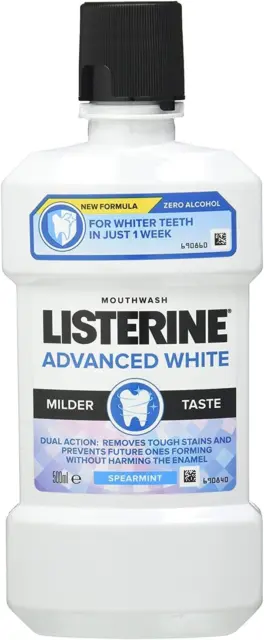 Listerine Advanced weißes Mundwasser, klar, Minze, 500 ml 1er Pack