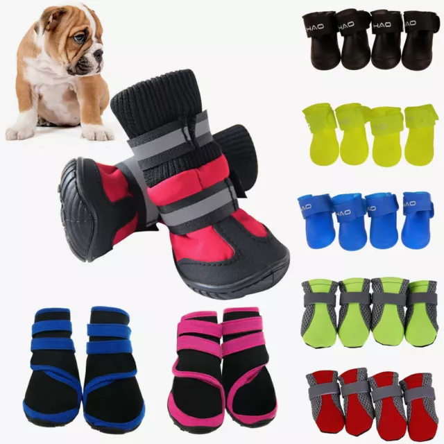 4Pcs/set Anti-Slip Pet Puppy Boots Protective Booties Socks Waterproof Dog Shoes