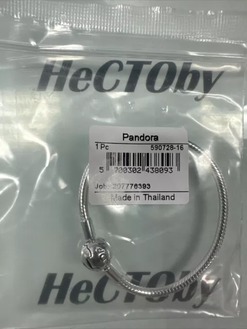 100% Authentic PANDORA 590728 16cm 925 Silver Smooth Snake Chain Charm Bracelet