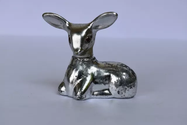 Vintage Avon Bottle Empty Silver Fawn Sweet Honesty Deer Shape Perfume Decanter"