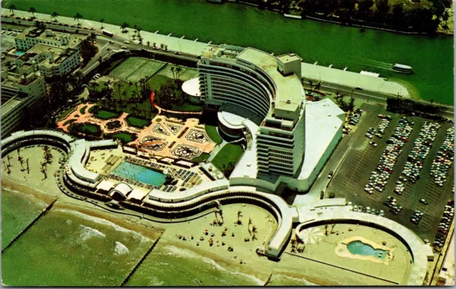 Vtg Miami Beach Florida FL Fontainebleau Resort Hotel 1950s Chrome View Postcard