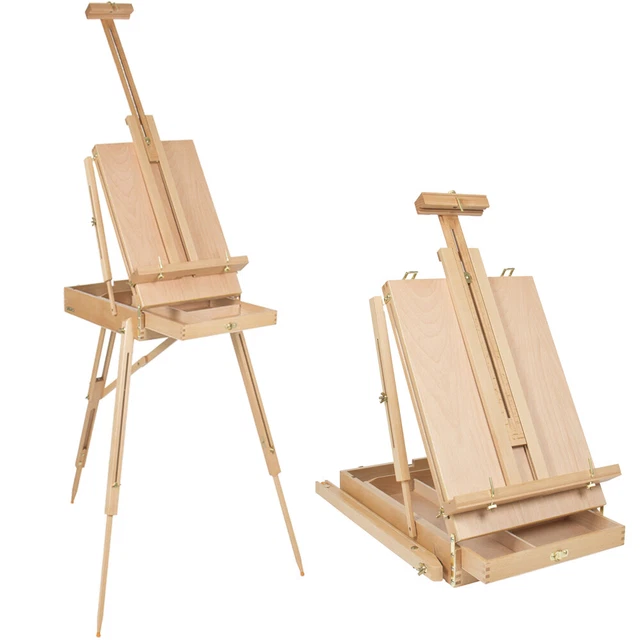 Portable Red Beech Oil Painting Easel w/ Palette 50*34.5*150cm Wood color