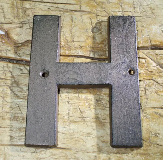 Cast Iron Industrial LETTER H Sign Rustic Brown 5" tall Alphabet