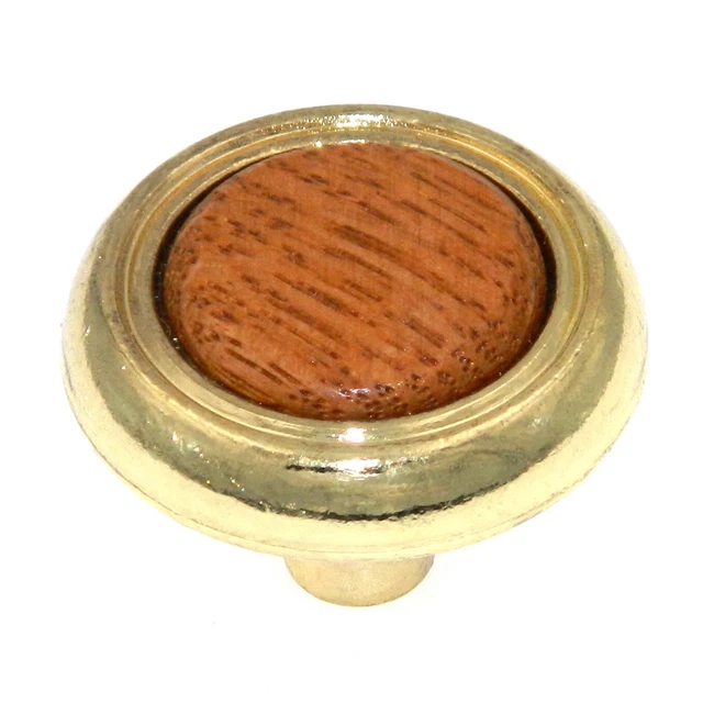 Amerock BP76244-O3 Polished Brass 1 1/4" Cabinet Knob w/Oak Center Royal Family