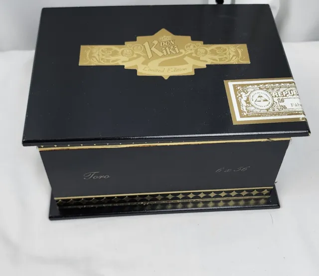 Don Kiki Toro 6 x 56 Empty Black Wooden Cigar Box