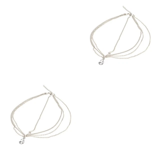 Set 2 Accessori per capelli Gioielli Sposa Nappa Fronte Catena