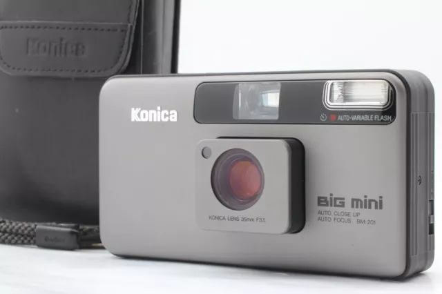 LCD Works【Near MINT w/ Case】 Konica Big Mini BM-201 35mm Film Camera from JAPAN