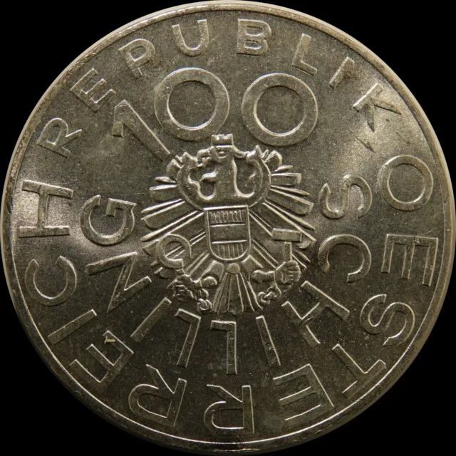 Austria Nestroy 1801-1862 1976 Big Silver Coin 100 Shillings 23.93G High Grade