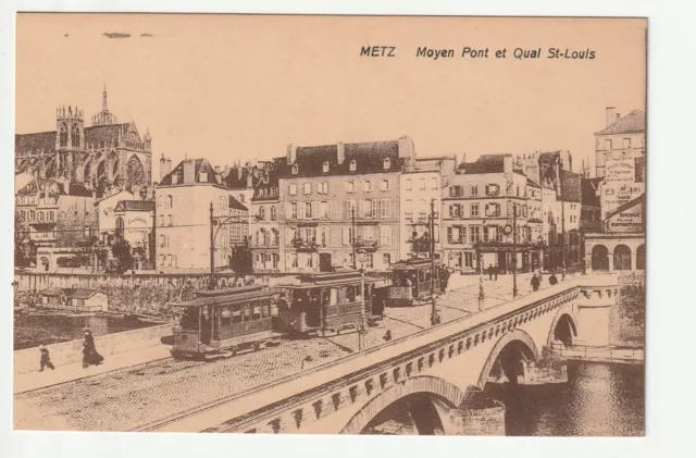 METZ  - Moselle - CPA 57 - Ponts - le Moyen pont et quai St Louis - tramways