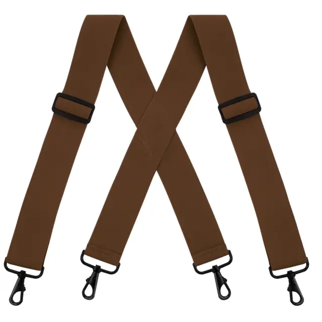 Buyless Fashion Suspenders - 48' Elastic Adjustable 2' Wide - X Back Black Hooks