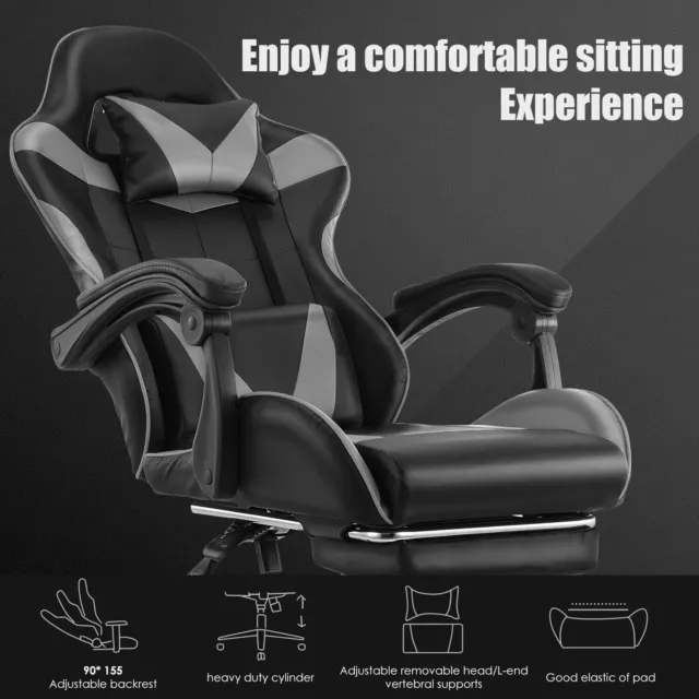 Gaming Desk Office Computer PC Swivel Desk Chair Seat Home Study Racing Recliner