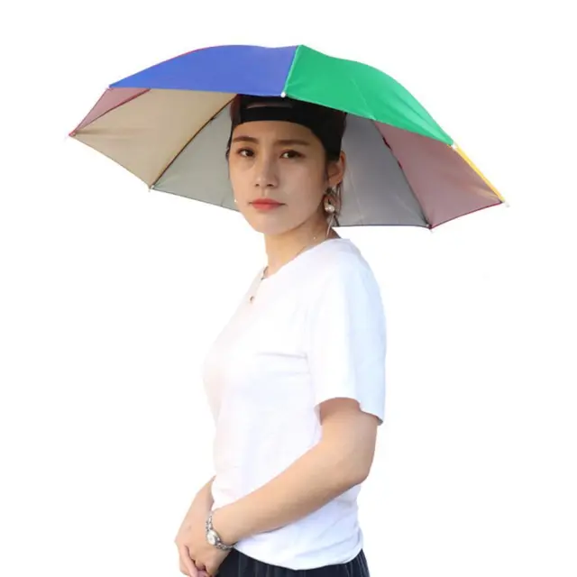 MY# 5pcs Outdoor Portable Anti-Rain Anti-Sun Head Umbrella Hat (Watermelon Red)