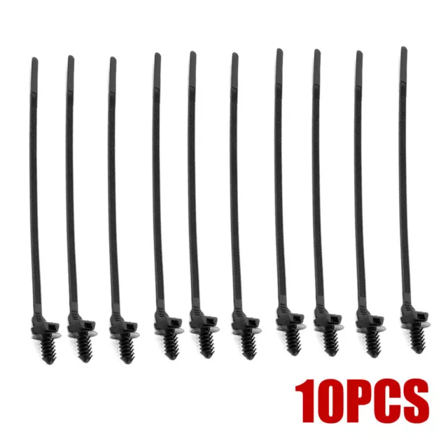 10x Car Cable Clamp Fastener Clips Hose Wire Retainer Zip Tie Strap Nylon Black.