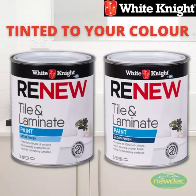 White Knight 1L Renew Tile And Laminate Paint Bathroom Tiles Bench Diy Primer