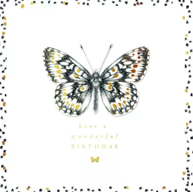 Wonderful Birthday Butterfly Stylish Greeting Card - Onyx by Woodmansterne Cards