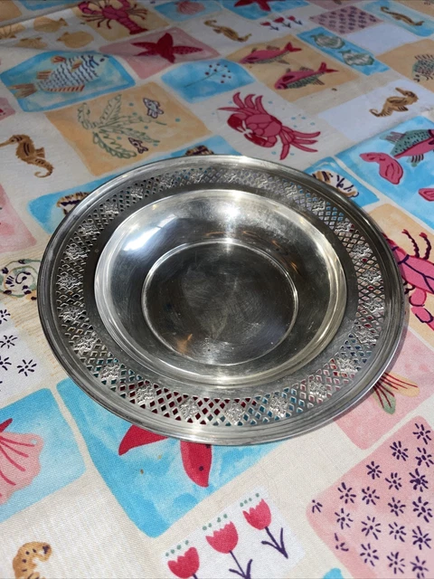 Antique Sterling Silver Bowl Reticulated Round J.s. Co Joseph Seymour 9" Pierced