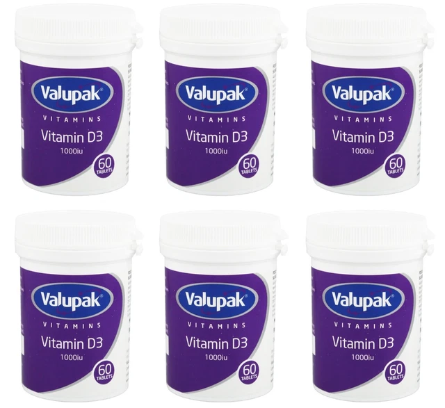 6 X VALUPAK Vitamin D3 1000iu Tablets (60 pack) £19.95 PicClick UK