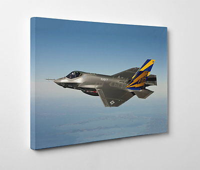 F-35C Fulmine Fighter Aircraft – con Cornice Tela Stampa – Giclée Muro Art
