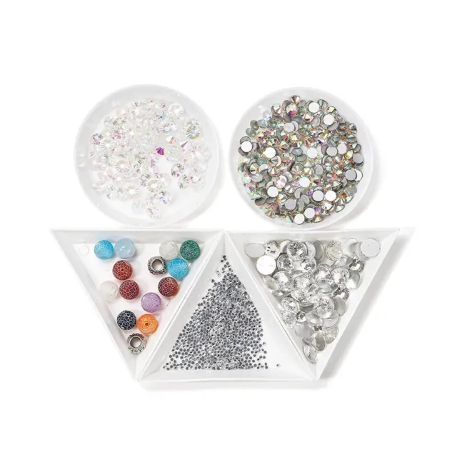 Nail Dotting Rhinestone Tray Triangle Round Plate Beads Display Container