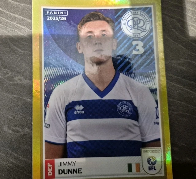 Parallel Panini Sticker PANINI EFL 2025 26 Sticker Jimmy Dunne QPR Gold Parallel No 314 Mint £2 ...