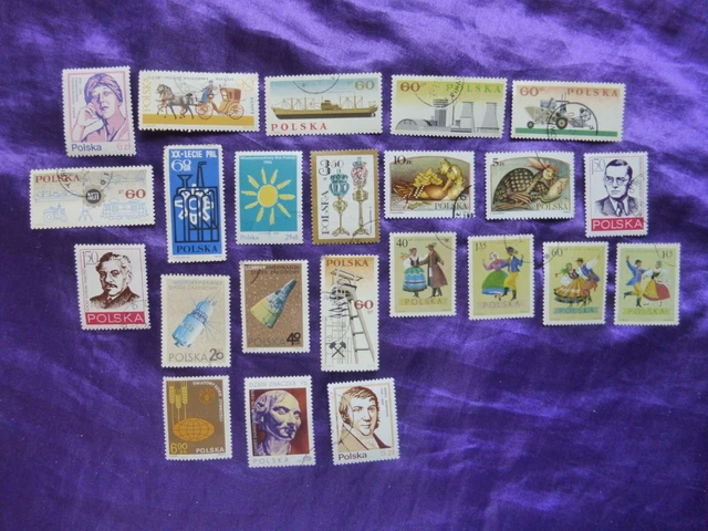 Stamps Poland 23 Timbres Pologne 1965 à 1986 Satellites, Danse, Histoire, Bateau