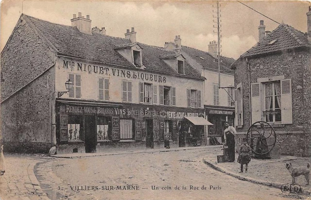 Cpa 94 Villiers Sur Marne Un Coin De La Rue De Paris