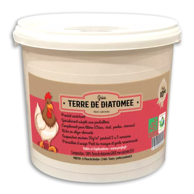 Terre de diatomee amorphe GRISE seau 10kg