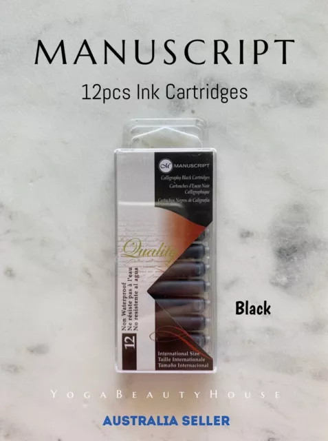 Manuscript Ink Cartridge Black 12pcs Pack (Fountain Kaweco Pen calligraphy art)