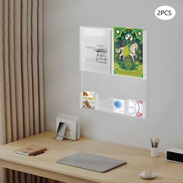 Brochure Pamphlet Holder Display Stand Business Tri Fold Multi Slot Rack Wall