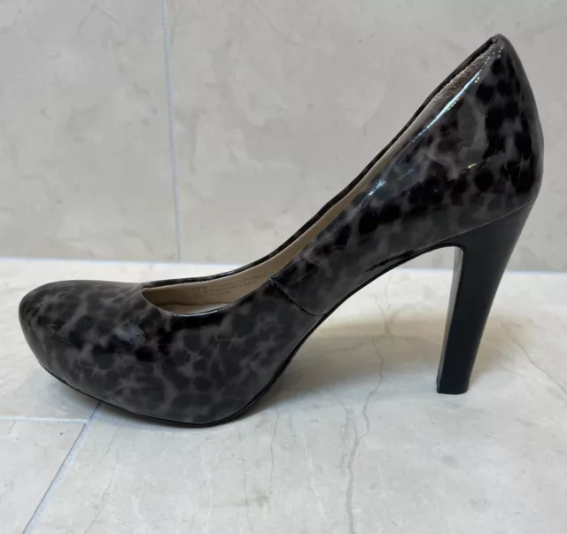EUC Franco Sarto Sz 7.5 Cicero Heels Shoes Pumps Patent Leopard Print
