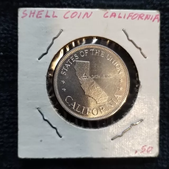 Shell Coin Token California USA Oil 1960s Game States Of The Union Sacramento