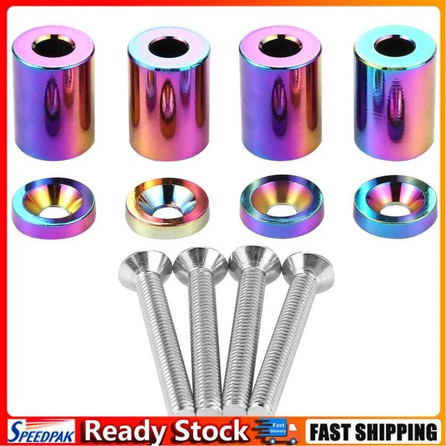 Billet Aluminum Racing Car Hood Vent Spacer Riser Kits M6x45 Bolt (Color)