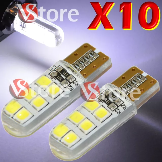 10 LED T10 COB Canbus 12 SMD WHITE Silica Gel Lamps No Error Xenon