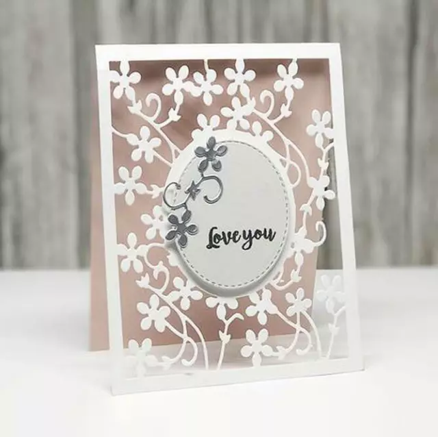 Flowers background frame metal cutting Dies Scrapbooking greeting card Stencil