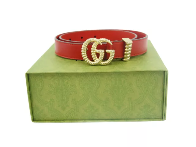 Gucci GG Marmont Red Gold Women's Belt