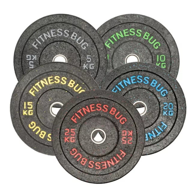 FitnessBug Rubber Crumb Bumper Plates Olympic Weight Plates - 110kg set