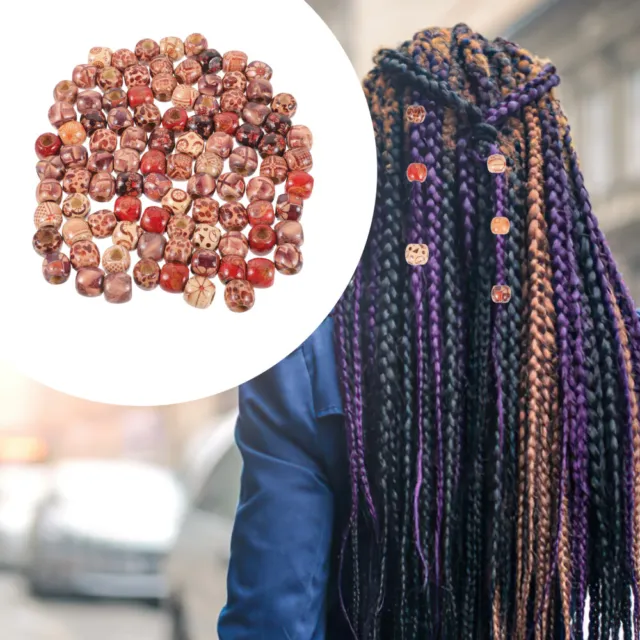 100 Pcs Beads for Braids Dreads Accessories Wooden Hair Scattered