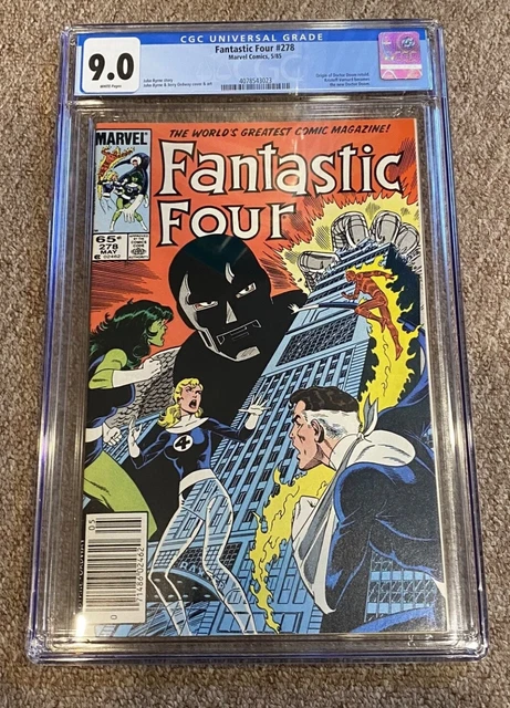 Fantastic Four #278 Cgc 9.0 Newsstand White Pages 1985 Marvel Origin Of Dr Doom