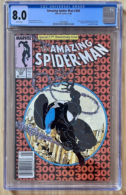 Amazing Spider-Man #300 CGC 8.0 1st App Venom Newsstand White Pages Marvel 1988