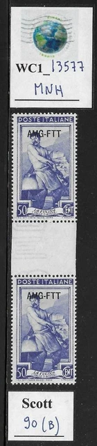 WC1_13577. ITALY: TRIESTE FTT. 50 c. gutter pair 1950 ITALY @ WORK. Scott 90.MNH