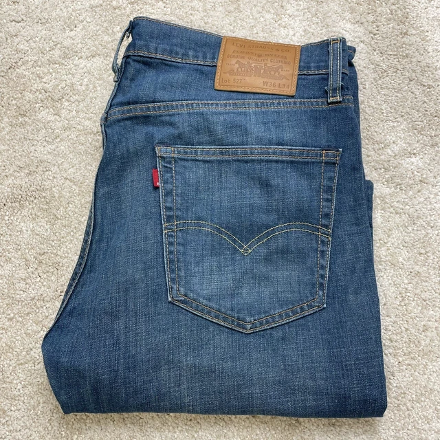 Jeans Levi 527 Vita Stratta Blu 36 Gamba 34 Reali W35 L32 Cerniera 5 Tasche