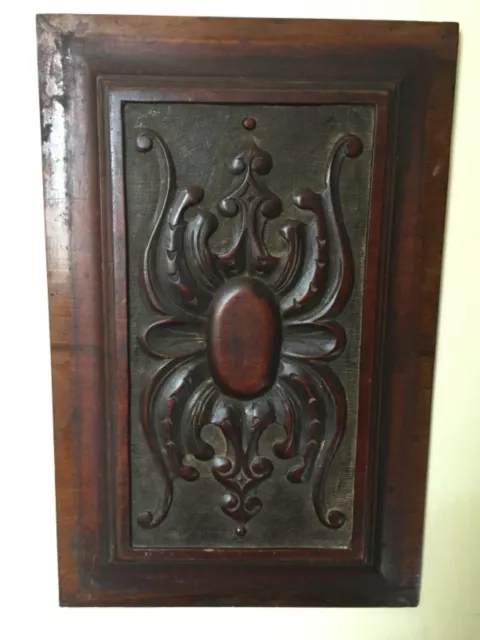 Vintage antique hand carved walnut panel victorian salvage civil war era