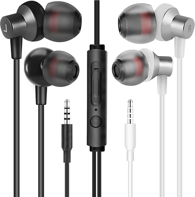 2 Paires D'Écouteurs Intra-Auriculaires Filaires Jack 3.5Mm Micro & Contrôle Son