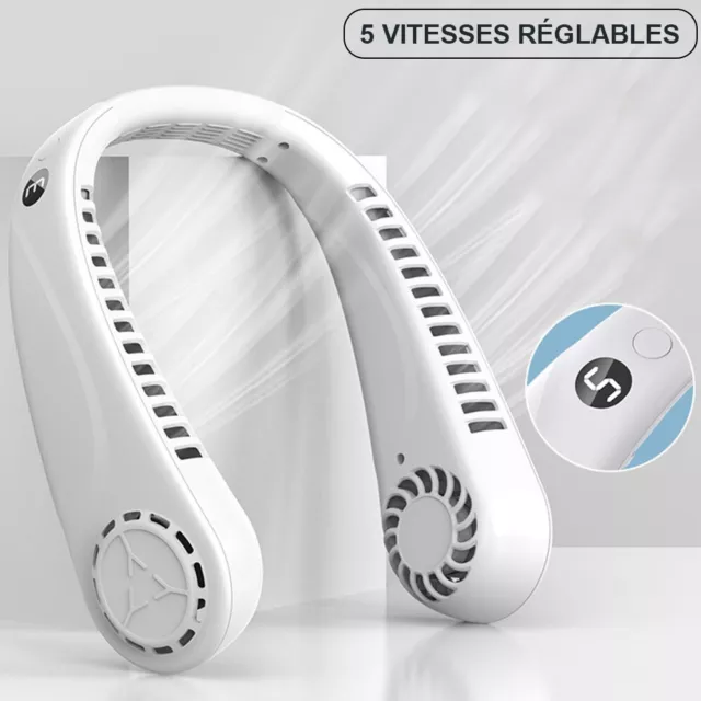 Ventilateur de Cou USB 5 Vitesse Portable Flexible Affichage LED - Silencieux 3