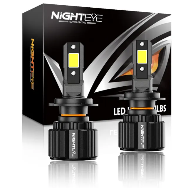 NIGHTEYE Pair H7 72W 15000LM LED Headlight Bulbs 6500K White Canbus Error Free